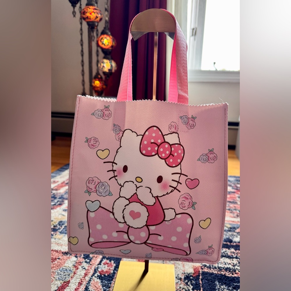 Hello Kitty & Sailor Moon pleather tote bag NEW w/ water bottle strap 12x8” - Picture 3 of 12